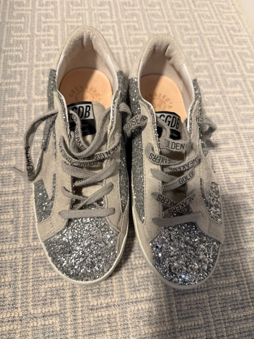 Golden Goose Kids Silver Glitter Superstar Sneakers